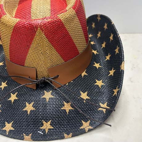 つば広 ウエスタンハット Cowboy Hat カウボーイハット 星条旗 ヴィンテージテイスト (CBH20)