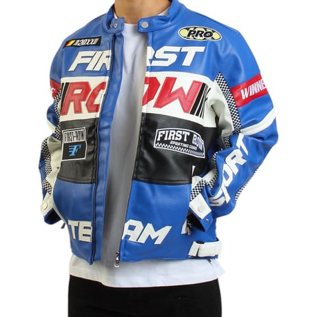 LA発祥 FIRST ROW ファーストロー Contrast Motor Racing モーターレーシング ジャケット 青 (JK4)