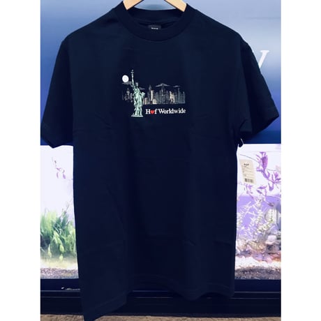 HUF ハフ GIFTSHOP ギフトショップ 半袖 クルーネック Tシャツ 自由の女神 NY 紺