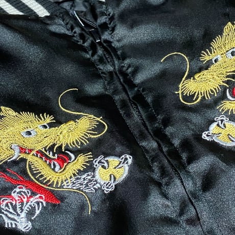 KIDS【激安SALE】 横須賀発祥 スカジャン 横須賀ジャンパー SUKAJAN 中綿入り 龍 ドラゴン 黒/銀