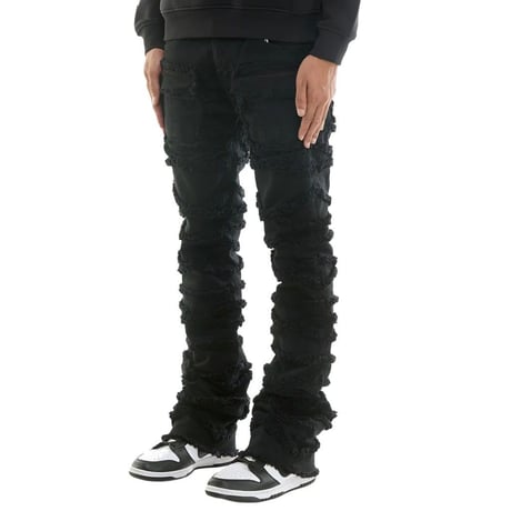 海外限定 KDNK ディーケーエヌケー Stacked Skinny Flare スタックド スキニーフレア ダメージ ジーンス (JNS59)