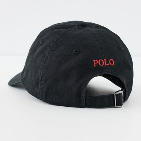 POLO RALPH LAUREN ラルフローレン Iconic Ball Cap ポニーロゴ アイコニック ダッドキャップ 黒/赤ロゴ (RLC4)