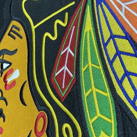 JHデザイン NHL シカゴ Chicago ブラックホークス Blackhawks 公式 リバーシブル スタジアムジャンパー 黒 スタジャン ホッケー