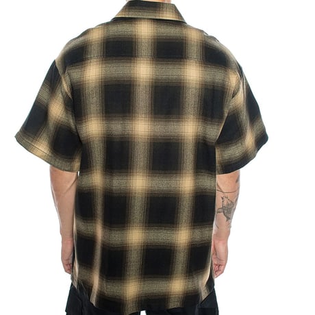 アメリカ製 CALTOP キャルトップ 半袖 オンブレチェックシャツ BROWN KHAKI 茶色 カーキ (SBS40)