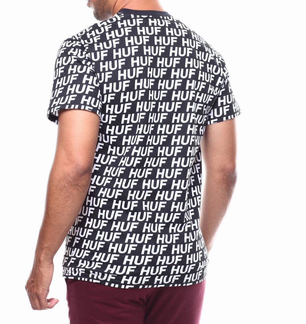 豪奢な HUF 黒 MARKET NIGHT 総柄 モノグラム Tシャツ 半袖 ハフ その他