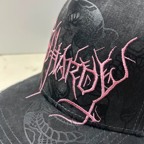 USA仕様 Ed Hardy エドハーディ Cyber Logo Satin 刺繍 メッシュ トラッカーキャップ ウォッシュグレー (EDC12)