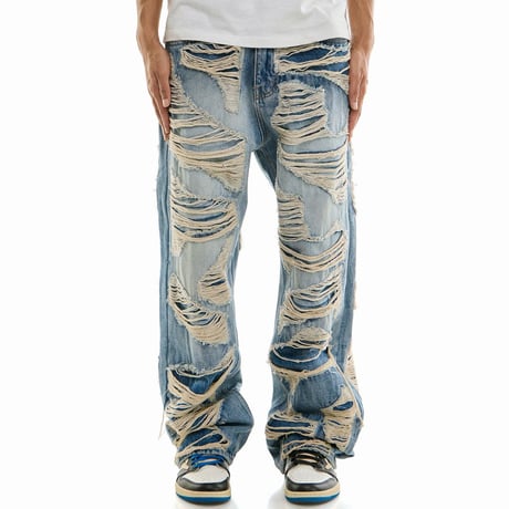 海外限定 KDNK ディーケーエヌケー Distressed Baggy ディストレスト バギー ジーンズ (JNS58)
