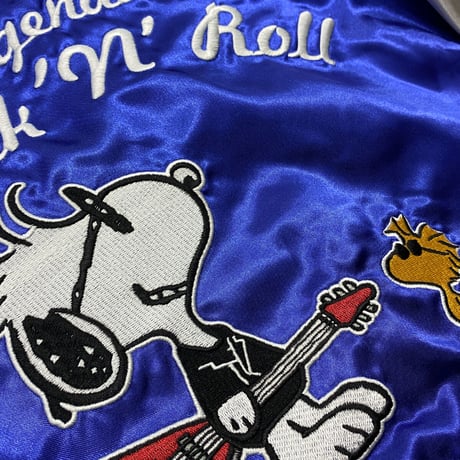 【Yokosuka刺繍入り】スカジャン SUKAJAN スヌーピー Snoopy 青 Classic Peanuts