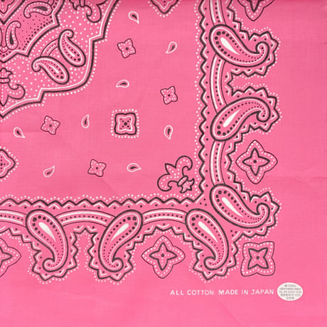 日本製 ペイズリー バンダナ Paisley Bandana 大判サイズ 綿100% ピンク (BNDN58)