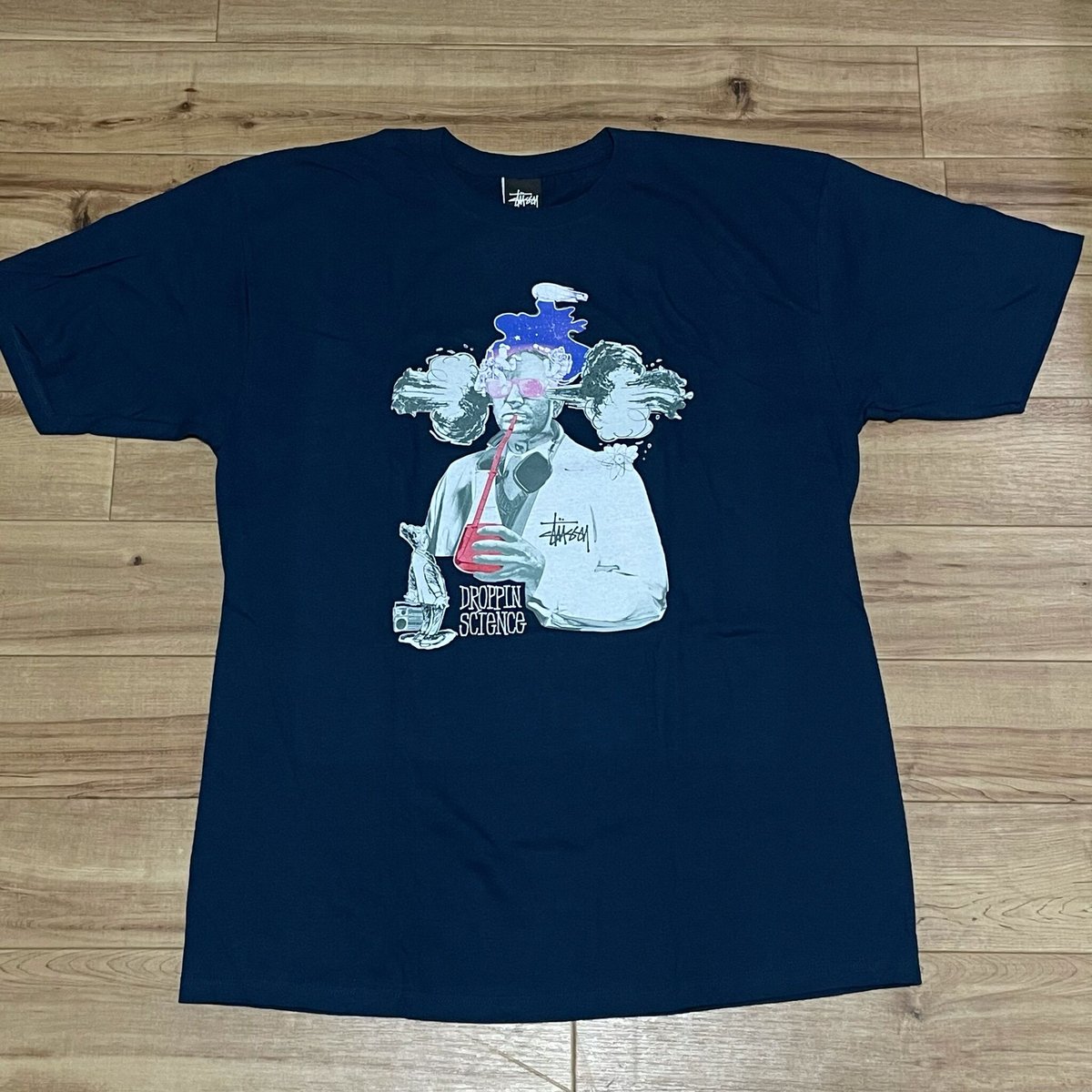 L】 Stussy ステューシー Droppin Science 半袖 Tシャツ 西海岸 ス...