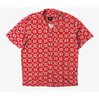 HUF ハフ 半袖 ボタンシャツ 総柄 サークルH モノグラム 赤 ATELIER RESORT アトリエ リゾート