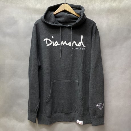 【L】 Diamond supply co. ダイヤモンドサプライ OG SCRIPT プルオーバー パーカー チャコールグレー