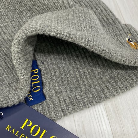 POLO RALPH LAUREN ラルフローレン SIGNATURE ポニーロゴ リブ編み ニット帽 グレー