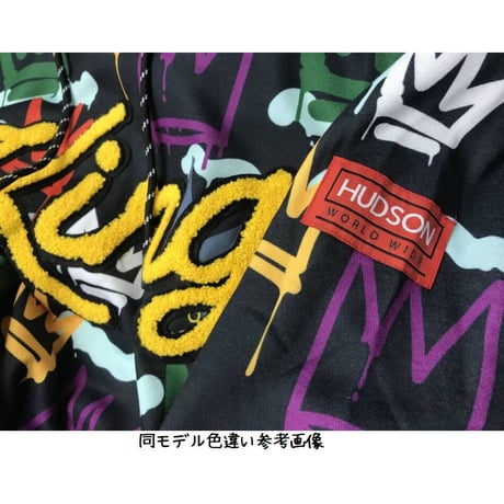 HUDSON NYC ハドソン ニューヨーク King Basquiat キング バスキア 総柄 白 プルオーバー パーカー