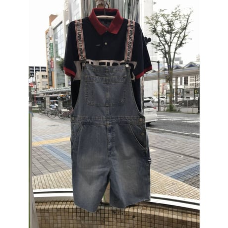 海外限定モデル TOMMY HILFIGER トミーヒルフィガーDenim  デニム ショート オーバーオール 90年代
