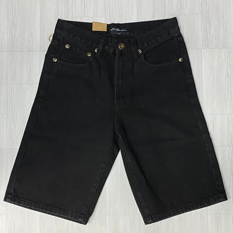 老舗LAブランド KnoBetta ノーベター JET BLACK デニム 太め ショートパンツ (SJNS5)