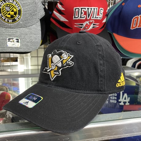 Adidas アディダス NHL ピッツバーグ ペンギンズ ストレッチキャップ アイスホッケー ヴィンテージブラック