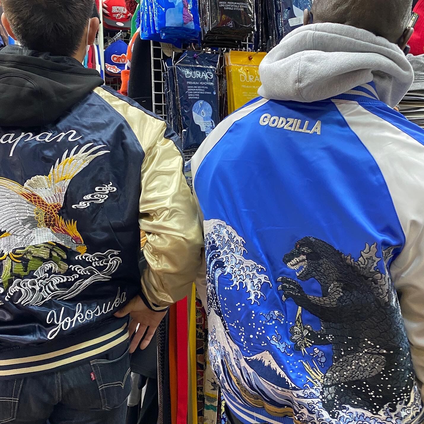 横須賀発祥 スカジャン Yokosuka刺繍入り SUKAJAN 鷹 Eagle 内ポケット