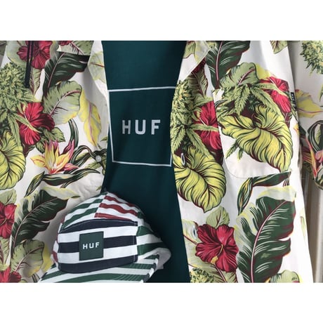 HUF ハフ BOXロゴ ボックスロゴ 半袖 クルーネック Tシャツ 緑 グリーン Quetzal Green