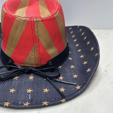 つば広 ウエスタンハット Cowboy Hat カウボーイハット 星条旗 ヴィンテージテイスト (CBH3)
