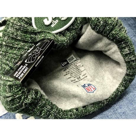 NEWERA ニューエラ NY ニューヨーク Jets ジェッツ NFL ポンポン付 ニット帽 フリース 極暖