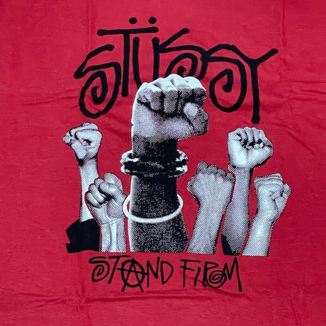 【M】限定 Stussy ステューシーRootz コレクション 半袖 Wネーム Tシャツ ヴィンテージ調 レッド  (36)
