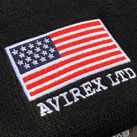 AVIREX アヴィレックス 星条旗 USAフラッグ ニットキャップ 黒 ユニセックス