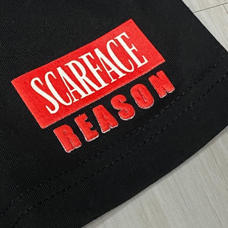 ギャング映画 スカーフェイス 限定コラボ Reason ポートレートTシャツ 黒 トニーモンタナ