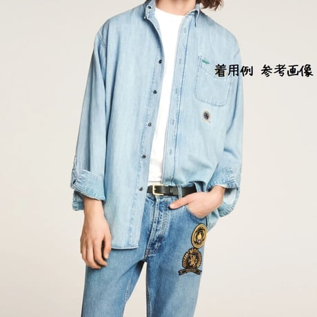 35th限定 TOMMY HILFIGER トミーヒルフィガー CREST ボタンダウンシャツ ライトウォッシュ