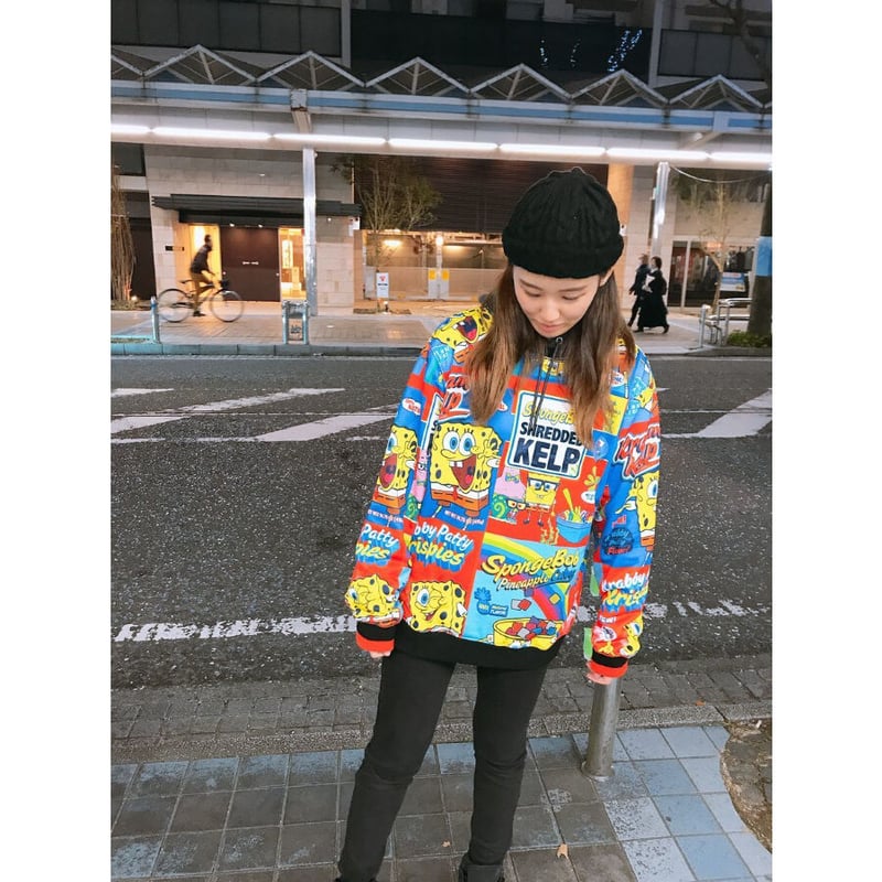 FREEZEMAX フリーズマックス SpongeBob スポンジボブ 総柄 スウェット 