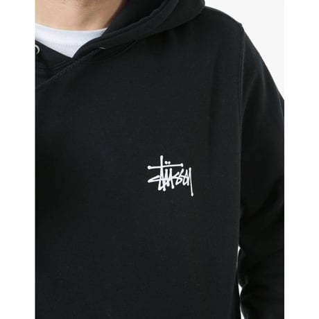 USA正規品 Stussy ステューシー Basic Logo ベーシック ロゴ スウェット プルオーバー パーカー 新品 ブラック Black 黒 PullOver