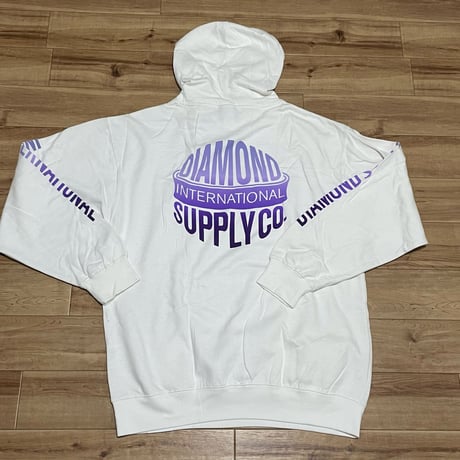 【L】 Diamond Supply Co. ダイヤモンドサプライ  INTERNATIONAL プルオーバー パーカー 白 (p13)