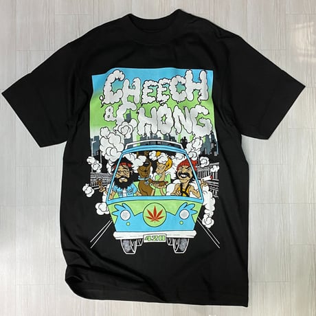 LA発 Cheech&Chong チーチアンドチョン グラフィック ヘビーウェイト Tシャツ 黒 DRIVE 420 (GTS33)