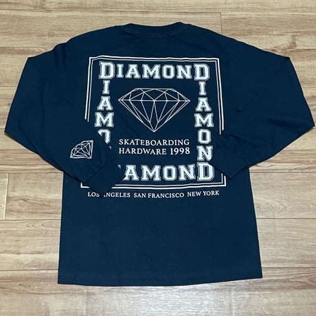 USA製 【S】 Diamond Supply Co. ダイヤモンドサプライ 長袖 Tシャツ 紺 ロンT スクエアロゴ (TL6)