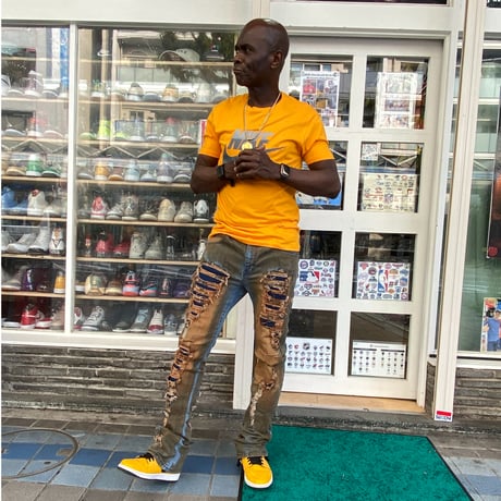 R3BEL RIPPED RUST STACKED FLARE DENIM スタックド フレアジーンズ ストレッチ