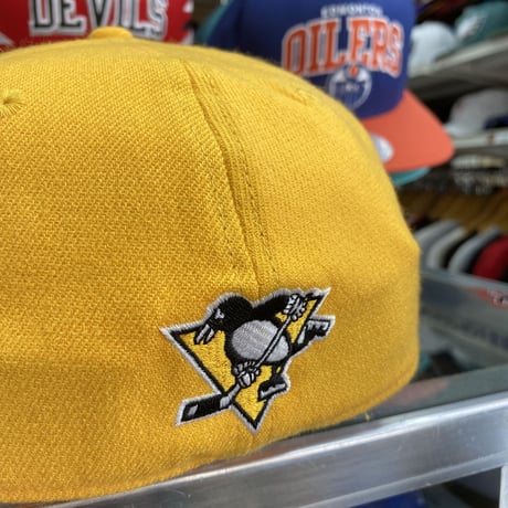 Adidas アディダス NHL ピッツバーグ ペンギンズ ストレッチキャップ アイスホッケー 黄/黒