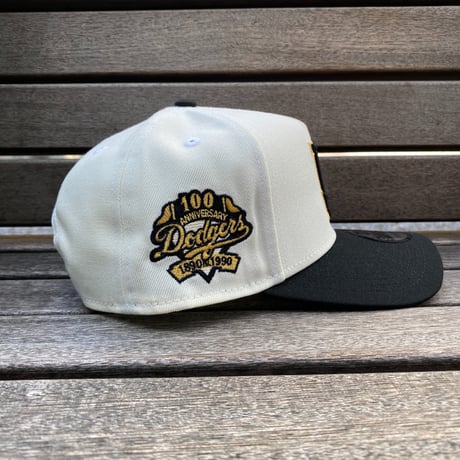 海外限定 Newera ニューエラ 9Forty Aフレーム LA Dodgers ドジャース キャップ 100th Anniv メタリックゴールド (940-186)
