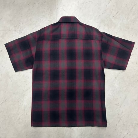 アメリカ製 CALTOP キャルトップ 半袖 オンブレチェックシャツ RED BLACK 赤 黒 (SBS47)