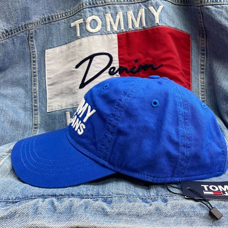 トミーヒルフィガーTommyHilfiger ストラップバック ローキャップ 帽子 フラッグロゴ 青  トミージーンズ