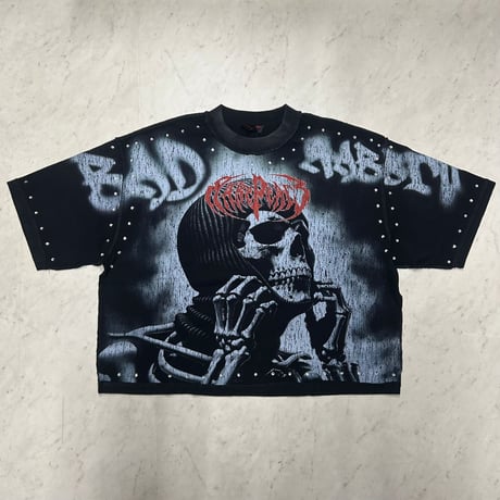 カリフォルニア発 Rare Peace レアピース Bad Face Mask クロップドTシャツ ラインストーン (CropT21)