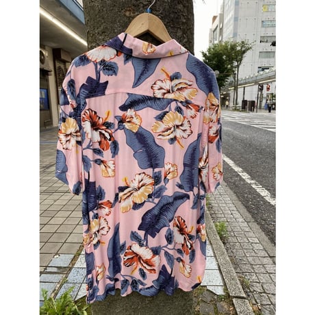 【特別SALE価格】 アロハシャツ ALOHA 半袖 ピンク フラワープリント ハワイアンシャツ RB-41