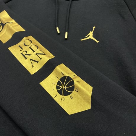 NIKE ナイキ AIR JORDAN エア ジョーダン REMASTERED フリース プルオーバー パーカー 黒 ゴールド NBA