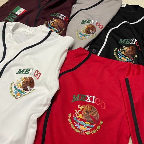 LA発 LA DREAMZ メキシコ MEXICO アンダーグラウンド グラフィック ベースボールシャツ 赤 (GFX-BB9)