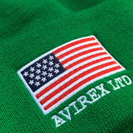 AVIREX アヴィレックス 星条旗 USAフラッグ ニットキャップ 緑 ユニセックス