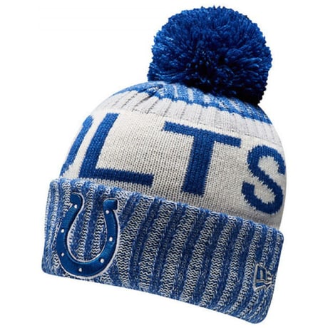 NEWERA ニューエラ COLTS インディアナポリス コルツ 公式 ニットキャップ ニット帽 フリース NFL アメフト ポンポン