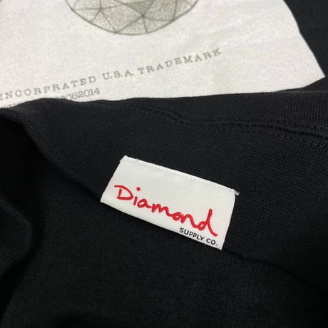 Diamond Supply ダイヤモンドサプライ Trademark クルーネック スウェット トレーナー ピスタグ付き 黒