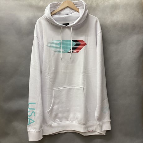 ダイヤモンドサプライ Diamond supply co. スウェット OVERLAP プルオーバー パーカー LA ストリート 白