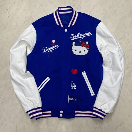 限定 MLB ロサンゼルス ドジャース LA dodgers ハローキティ コラボ リバーシブルジャケット (JH-6)