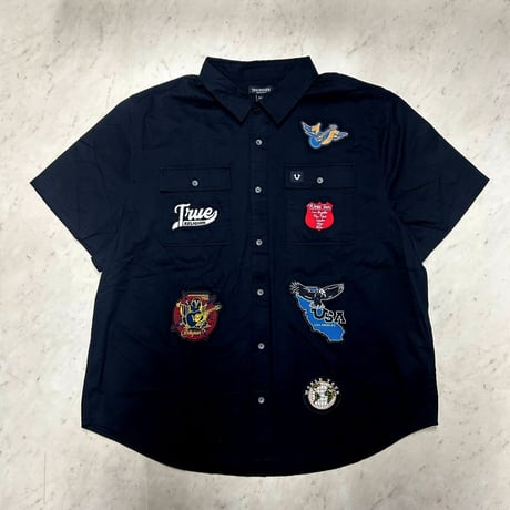 True Religion トゥルーレリジョン Workwear Shirts ワークウェア パッチ 半袖シャツ (TRUE-Shirt3)