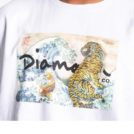 【M】 Diamond Supply Co ダイヤモンドサプライ 半袖 Tシャツ TigerWave 虎 タイガー 白 LA ストリート
